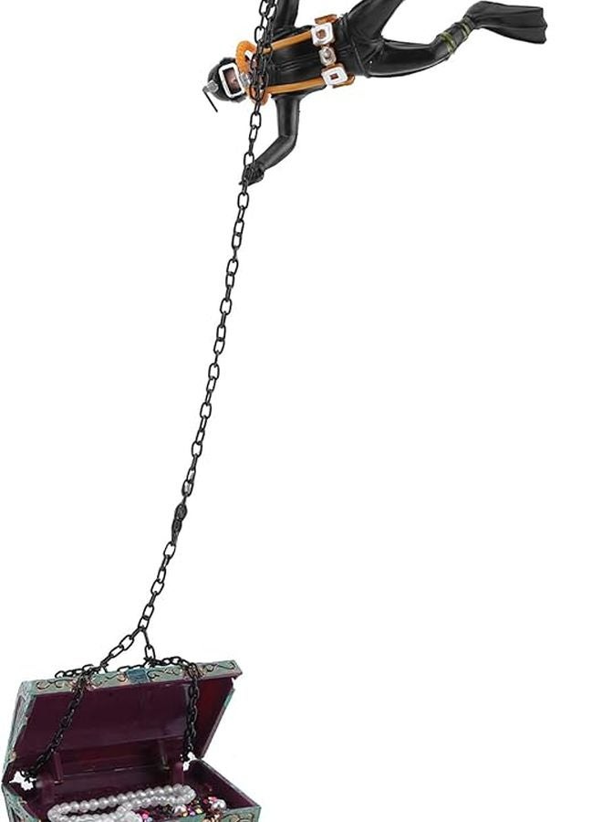 Aquarium Ornament Moving Frogman with Treasure Chest Fish Tank Decoration - Image 5